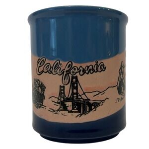VTG Embossed California Coffee Mug Cup Pink Blue Raised‎ Smith Western Japan NOS